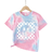 Shein Young Girl Lovely Casual Smile Face Checker Pattern Printed Short Sleeve TShirt Mommy And Me Matching Outfits Pieces Are Sold Separately