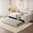 Merax Tagesbett 90x200 cm Sofabett Gästebett Bettgestell mit Ausziehbett - Beige Rahmenbett