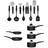 Swan Townhouse 14 Piece and Tool Black Cookware Set with lid