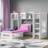 Flair Wizard White Junior High Sleeper with Hot Pink Futon