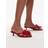 Topshop Ish Kitten Heeled Sandal With Knitted Flower - Red