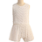 Shein Tween Girls Loose Elegant Sleeveless Tee And Shorts Set With Cutout Flower Round Neck
