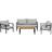 SunLife Tokyo Svart Grå Teak 4 Delar Loungeset, 1 Bord inkl. 2 Stolar & 1 Soffor
