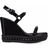 Christian Louboutin Pyraclou Metallic Spike Red Sole Wedge Sandals BLACK 10B 40EU