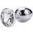 Sunfo Metal Anal Plug with White Stone Silver