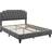 Yaheetech Dark Grey 5 Ft King Upholstered Bed Frame With Button-Tufted Adjustable Headboard And Wooden Slat Support - One Size 155 x 200cm