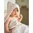 Vertbaudet Bath Cape Mitt Set Hygge Printed Beige