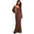 boohoo Womens Ditsy Floral Crinkle Chiffon Milkmaid Maxi Dress - Brown