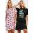 Yours Curve 2 Pack Heart Print Slogan Nightdresses - Pink/Black