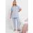 Yours Cherry Bow Print Pyjama Set - Light Blue