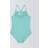 John Lewis Kids' Ruffle Top Textured Swimsuit - Green