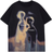 Shein Mens Vintage Streetwear Silhouette Illusion Thermal Imaging Character Printed Short Sleeve TShirt Summer