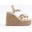 River Island Womens Raffia Flower Platform Wedge Sandals - Beige