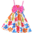 Shein Young Girl Summer Sweet And Cute Flower Print Spaghetti Strap Dress With Big Bowknot And Holiday Style