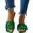 Shein Women'S Fashion Square Toe Pleated Slippers Flat Casual Slides