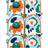 Marimekko Karuselli Cotton Fabric White-Orange-Blue-Emerald Fabrics Blue, White, Orange