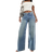 Bershka High Waisted Wide Leg Jeans - Mid Blue Wash
