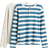H&M Ribbed Henley Tops - White/Turquoise Striped (1225669006)