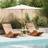 vidaXL Sun Lounger Set of 2 Beige Wood and Upholstered Fabric Large