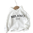 Shein Womens Casual Simple Milano Pattern White Hoodie Sweatshirt Loose Fit Thick Fleece Lining Suitable For Autumn And Winter