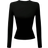 Shein Women's Solid Black Crew Neck Long Sleeve Simple T-Shirt, Casual Everyday Wear
