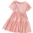 Shein Young Girl's Solid Color Round Neck Short Sleeve Dress With Ruffled Hem