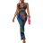 Shein Elegant Color Block Printed Sleeveless Bodycon Dress With Hollow Out Waist And Side Slit