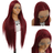 Shein SALLYWELL 13*4 Lace Front Wigs Straight Hair Glueless Lace Wigs Synthetic Long Silk Straight Natural Wig Heat Resistant Fiber Red Wig With Baby Hair For Women 32 Inches