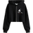 H&M Cropped Print Detail Hoodie - Black