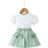 Shein Young Girl Summer Puff Sleeve Short Sleeve TShirt Bowknot Skirt Outfit
