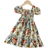 Shein Young Girl European And American Casual Summer Dress Retro Printed Short Sleeve Princess Dress Outing Or Vacation