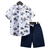 Shein Comfortable Casual Palm Tree Print Short Sleeve Set - Summer