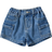 Shein Girls' Mid Washed Blue Denim Shorts With Folded Hem