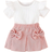 Shein Baby Girl Sweet Ruffle Short Sleeve Top With Bow Decoration And ALine Skirt Set Summer