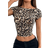 Shein Leopard Print Backless Knit TShirt For Women