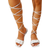 Shein Women Ruched Strap Tie Leg Design Strappy Sandals