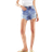 Bershka High Waisted Ripped Denim Shorts - Mid Blue