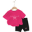Shein pcs Baby Girls Fashionable And Cute Bowknot Letter Print Casual Comfortable Round Neck Short Sleeve TShirt And Shorts Set Suitable For Summer Vacation