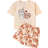 Shein Tween Girl Breathable And Comfortable Short Sleeve Shorts Flame Resistant Pajama Set For Summer