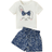 Shein Toddler Girls Cartoon Graphic Bow Front Tee & Dalmatian Print Shorts