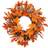 Living and Home Rattan LED Wreath with Maple Leaves Twigs Berries 45cm Orange Decoration