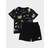 Nike All Over Print Crew T-Shirt Shorts Set Children - Black