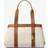 Michael Kors Large Signature Logo and Leather Tote Bag - Natural