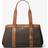 Michael Kors Large Signature Logo and Leather Tote Bag - Brown