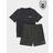 Berghaus All Over Print Grid T-Shirt Shorts Set Children - Black