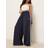 adidas Adicolor Satin Wide Leg Träningsbyxor - Mörkblå