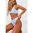 boohoo Womens Shell Trim Crinkle High Waist Bikini Brief - Blue