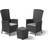Keter Vermont Seater Rattan Effect Garden - Grey Bistro Set, Table incl. 2 Chairs