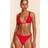 PrettyLittleThing Red Ruched Knot Detail Tanga Bikini Bottoms - Red
