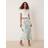 Vila Satin Midi Skirt - Blue/Green Marble Print